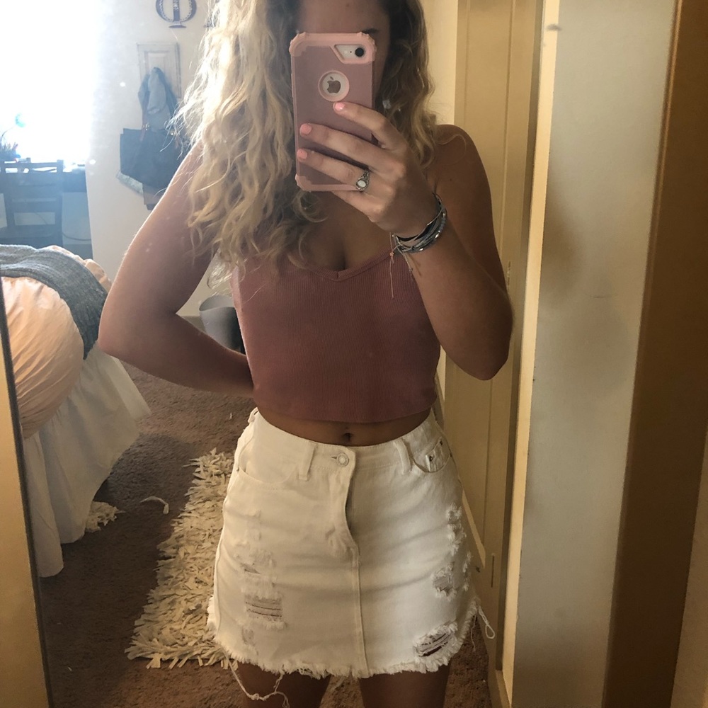 ripped white jean skirt!
